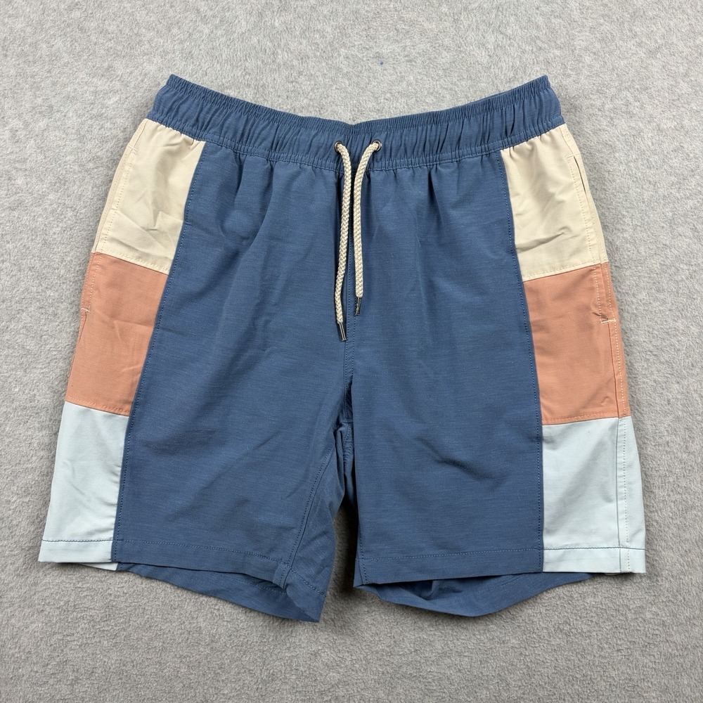 Faherty Swim Trunks Mens Large Blue Colorblock Mesh Lined Pockets Beach Pool
